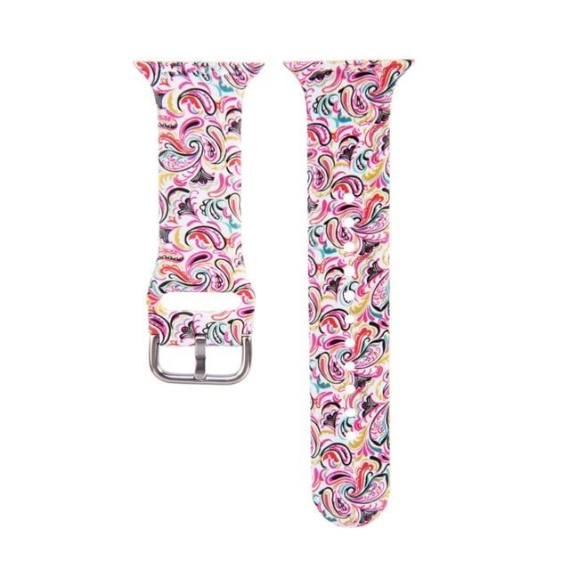 Watchbands watercolor / 38mm 40mm Leopard Printing Silicone Strap for Apple Watch Band 44MM 40MM 38MM 42MM Floral Bracelet Belt for iWatch Series 6 SE 5 4 3 2 1|Watchbands|