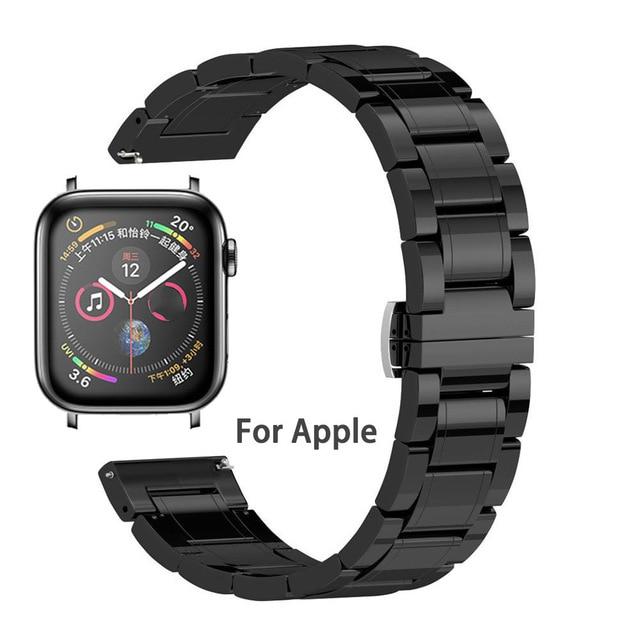 Watchbands Black / 38mm or 40mm Luxury Ceramic and Steel Strap For Apple Watch Band Series 6 5 4 Bracelet iWatch 38mm 40mm 42mm 44mm Butterfly Clasp Wristband Watchbands