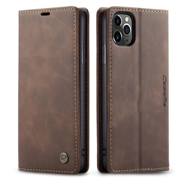 Wallet Cases for iPhone 11Pro Max / COFFEE Leather Case for iPhone 12 11 Pro X XR XS Max,CaseMe Retro Purse Luxury Magneti Card Holder Wallet Cover For iPhone 8 7 6 Plus 5|Wallet Cases|