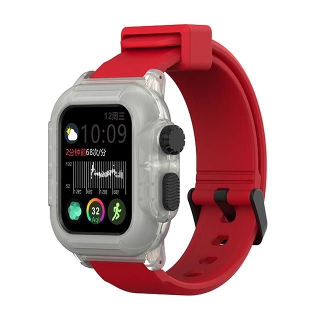Watchbands Trans  red / 40mm Dive Waterproof Sports Band Case Cover for Apple Watch Case Series 6 5 4 3 2 Silicone Band 44mm 42mm 40mm Strap Shockproof Frame|Watchbands|