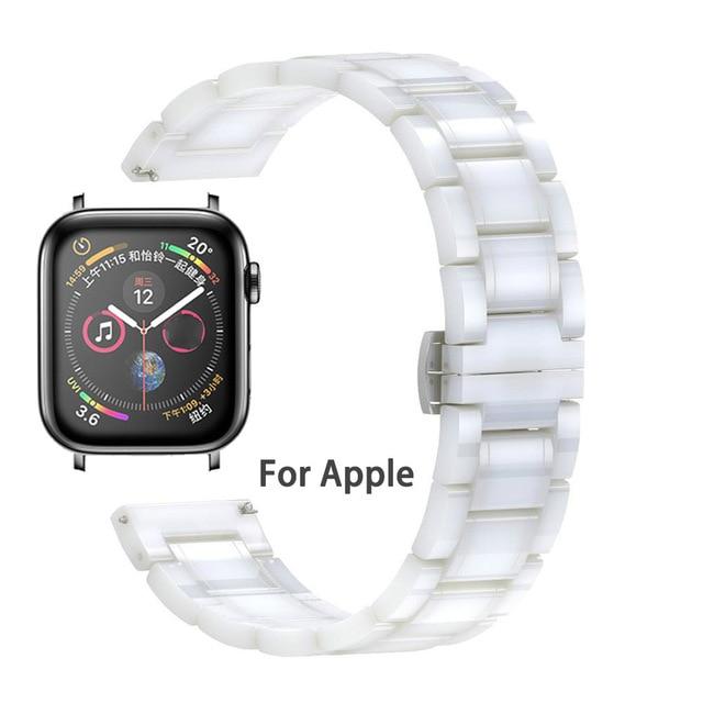 Watchbands White / 38mm or 40mm Luxury Ceramic and Steel Strap For Apple Watch Band Series 6 5 4 Bracelet iWatch 38mm 40mm 42mm 44mm Butterfly Clasp Wristband Watchbands