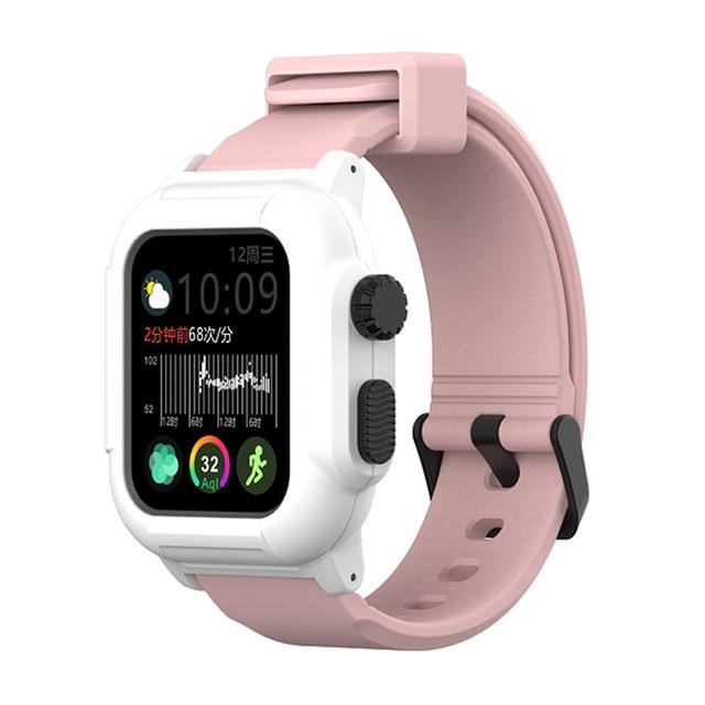 Watchbands white pink / 40mm Dive Waterproof Sports Band Case Cover for Apple Watch Case Series 6 5 4 3 2 Silicone Band 44mm 42mm 40mm Strap Shockproof Frame|Watchbands|
