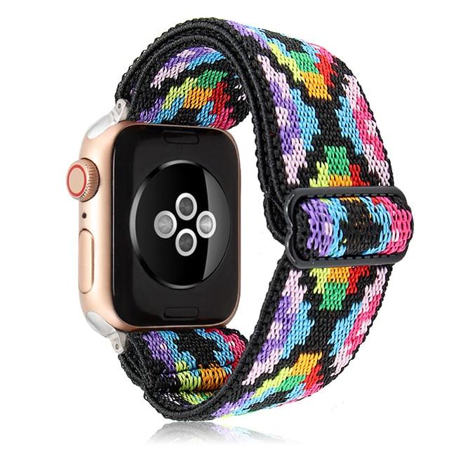 Watchbands boho multicolor / 38mm 40mm Scrunchie Elastic Band Adjustment Strap for Apple Watch Strap 38 40 42 mm 44mm Nylon Loop For iwatch 5/4/3 2 Women Watch Band|Watchbands|