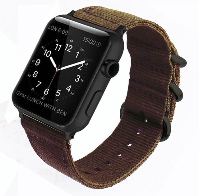 Watchbands Coffee / 38mm 40mm Nato strap For Apple watch band apple watch 5 3 4 band 44mm 40mm 42mm 38mm iwatch band correa woven nylon Bracelet Watchband|Watchbands