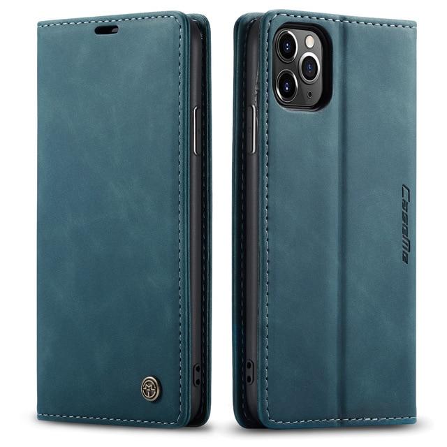 Wallet Cases for iPhone 11Pro Max / BLUE Leather Case for iPhone 12 11 Pro X XR XS Max,CaseMe Retro Purse Luxury Magneti Card Holder Wallet Cover For iPhone 8 7 6 Plus 5|Wallet Cases|