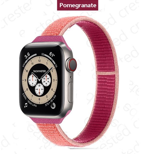 Watchbands 11 Pomegranate / 38mm-40mm Slim Strap for Apple watch band 44mm 40mm 42mm 38mm smartwatch wristband Nylon Sport Loop bracelet iWatch series 5 3 4 se 6 band|Watchbands|