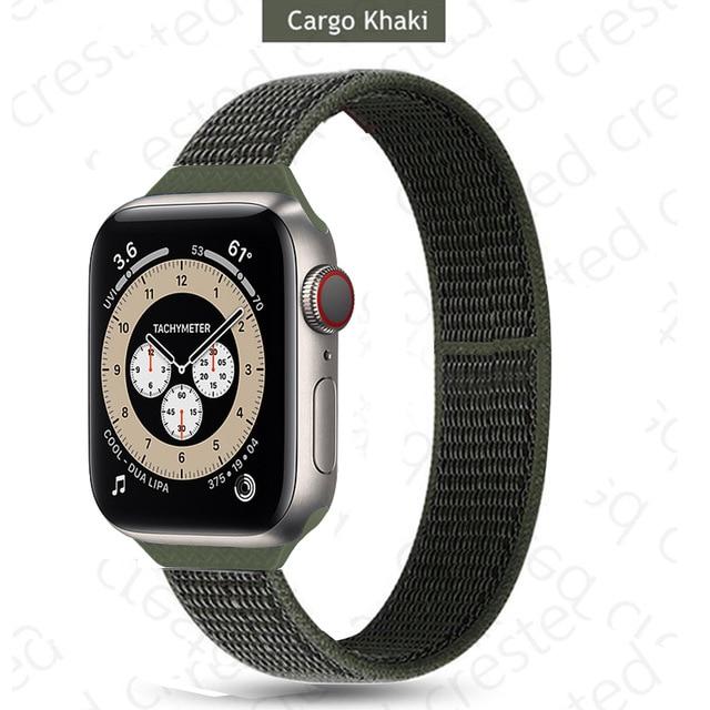 Watchbands 5 cargo khaki / 38mm-40mm Slim Strap for Apple watch band 44mm 40mm 42mm 38mm smartwatch wristband Nylon Sport Loop bracelet iWatch series 5 3 4 se 6 band|Watchbands|