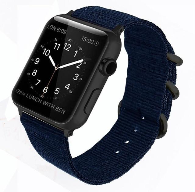 Watchbands Blue / 38mm 40mm Nato strap For Apple watch band apple watch 5 3 4 band 44mm 40mm 42mm 38mm iwatch band correa woven nylon Bracelet Watchband|Watchbands