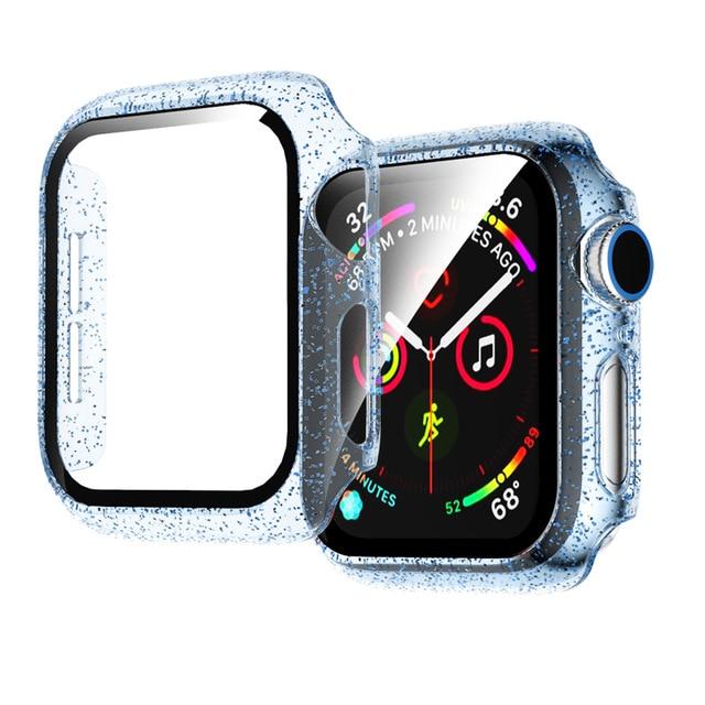 Watch Cases Blue / 38mm Glass Cover For Apple Watch Case iWatch 44mm 40mm 42mm 38mm Accessories Jelly Bumper iWatch Screen Protector series 6 5 4 |Watch Cases|
