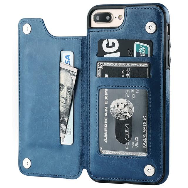 Fitted Cases for iPhone 6 6s / Blue Business Wallet Cases For iPhone 12 Mini 11 Pro XS Max XR X Cover Retro Flip Leather Phone Case For iPhone 6S 6 7 8 Plus SE 2020|Fitted Cases|