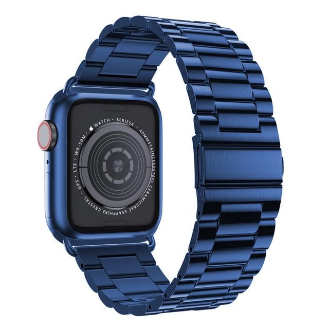 Watchbands Blue / 38mm Luxury Stainless Steel Strap+case For apple watch 44/40mm 42mm 38mm band Metal bracelet for iWatch Series 6 SE 5 4 3 wrist belt|Watchbands|