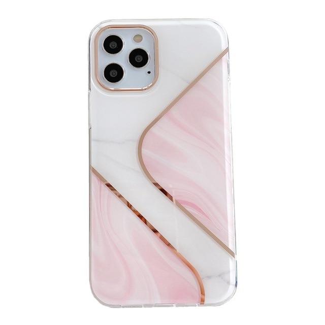 Fitted Cases Blue / for iPhone 7 for iPhone 11 12 X XR XS Pro Max Case Stylish Shiny Rose Gold Marble Design Clear Bumper Glossy TPU Soft Rubber Silicone Cover|Fitted Cases|
