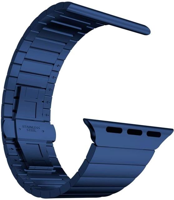 Watchbands Blue / 38mm or 40mm Blue Stainless Steel Link Bracelet Band for Apple Watch Series 6 SE 5 4 3 40mm 44mm For iwatch 6 5 WatchBand Strap Replacement|Watchbands|