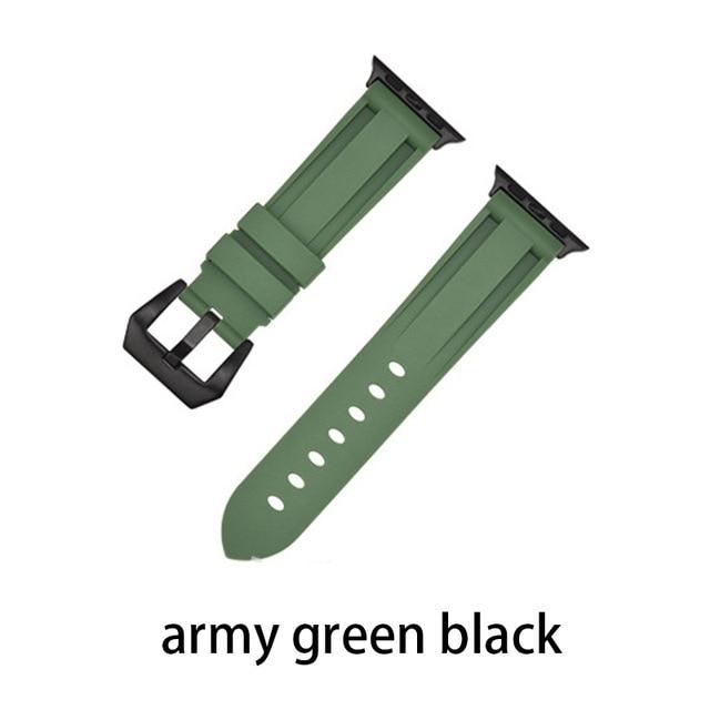 Watchbands army green black / 38MM or 40MM Camouflage Silicone Strap for Apple Watch 5 4 Band 44 Mm 40mm Sport Watchband Bracelet For IWatch Band 38mm 42mm Series 5 4 3 2|Watchbands|