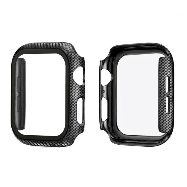 Watch Cases Case / 44mm series 6 5 4 Glass+Cover For Apple Watch case 44mm 40mm Carbon Fiber for Apple watch bumper protector iWatch series 6 5 4 42/38mm Accessorie|Watch Cases|