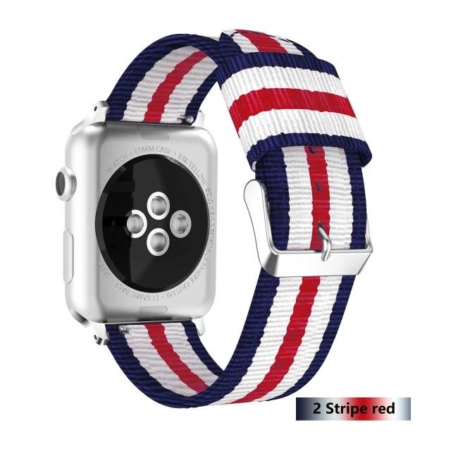 Watchbands Striped red / 38mm or 40mm Nylon strap for Apple watch band 44mm 40mm iWatch band 42mm 38mm Stripe belt watchband bracelet apple watch series 3 4 5 se 6|band for apple watch|nylon strap watch bandswatch band