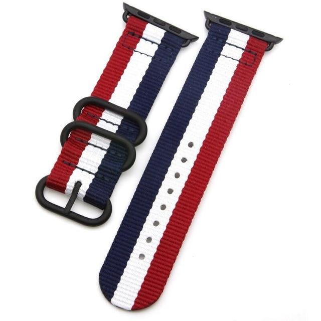Watchbands blue white red / 38mm or 40mm NATO strap For Apple watch 5 band 44mm 40mm iWatch band 42mm 38mm Sports Nylon bracelet watch strap Apple watch 4 3 2 1 42/38 mm|Watchbands|