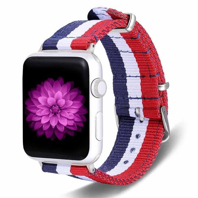 Watchbands blue white red / For 38MM and 40MM Soft Breathable Replacement Strap for iwatch series 4 5 40MM 44MM Sport Loop Band For Apple Watch Series 5 3/2/1 38MM 42MM Nylon|Watchbands|