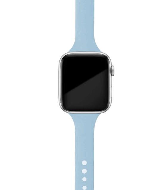 Watchbands Sky blue / 38mm or 40mm Slim strap for Apple watch band 38mm 44mm soft Sport Silicone wrsit women belt bracelet iWatch series 6 3 4 5 SE 40mm 42mm|Watchbands