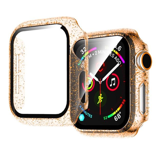 Watch Cases Gold / 38mm Glass+Cover For Apple Watch case 44mm 40mm 42mm 38mm Accessories Jelly bumper iWatch Screen Protector apple watch series 5 4 3|Watch Cases|
