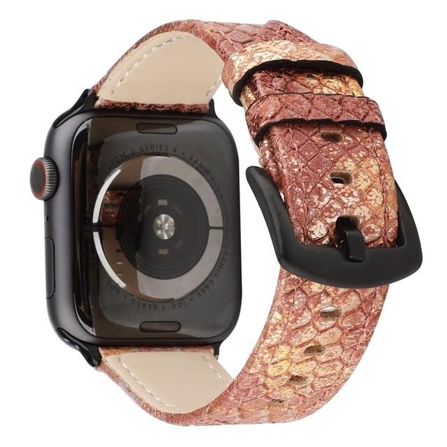 Watchbands Gold / 38mm 40mm Snake pattern watch band for apple watch 5 44 mm 40MM Leather Bracelet Band Snake Skin Sports Watch Strap Men Wrist Band 38 42mm|Watchbands|