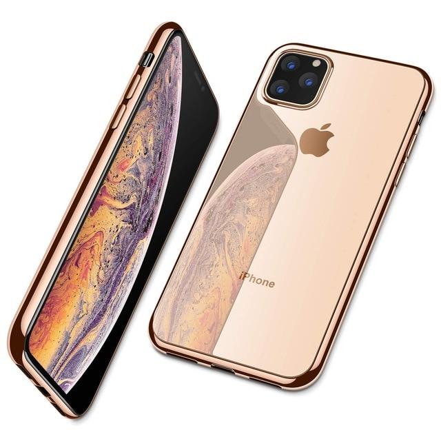 Fitted Cases for iPhone XR / Gold Cases for iPhone 12 11 Pro Max Xs XR ,Ultra Slim Thin Clear Soft Premium Flexible Chrome Bumper Transparent TPU Back Plate Cover|Fitted Cases|
