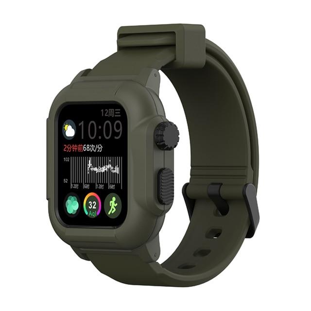 Watchbands army green / 40mm Dive Waterproof Sports Band Case Cover for Apple Watch Case Series 6 5 4 3 2 Silicone Band 44mm 42mm 40mm Strap Shockproof Frame|Watchbands|