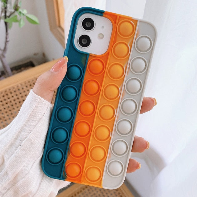 Fashion Rainbow Color Shockproof Silicone Case For iPhone 11 12 Pro Max 7 8 Plus X XR XS Max 4 4S 5 5S Back Cover Reliver Stress