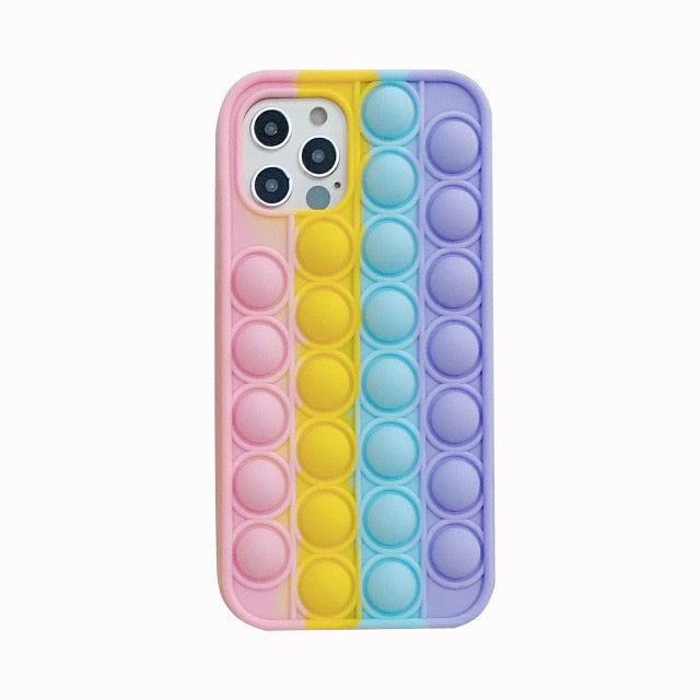 Fashion Rainbow Color Shockproof Silicone Case For iPhone 11 12 Pro Max 7 8 Plus X XR XS Max 4 4S 5 5S Back Cover Reliver Stress