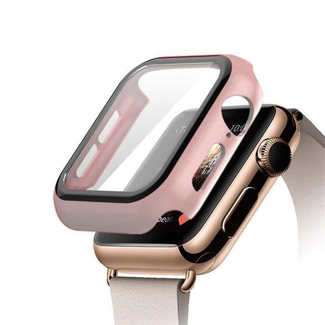 Watchbands Pink / 38mm serise 1 2 3 Tempered Glass+case For Apple Watch 5 band 44mm 40mm Screen Protector case+cover bumper applewatch 5 4 3 2 iWatch band 42mm 38mm|Watchbands|