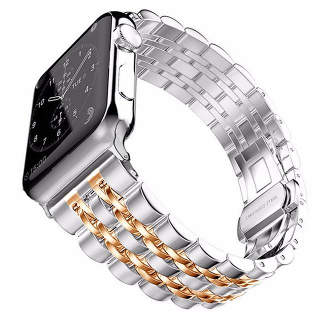 Watchbands Silver-Rose Gold / 38mm or 40mm Copy of High Quality Metal steel Apple Watch band Strap, 38mm 40mm 42mm 44mm