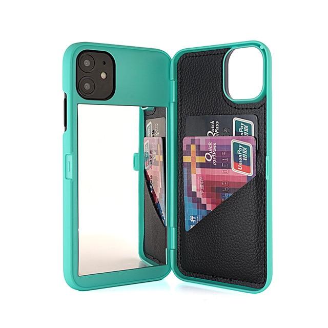 Flip Cases for iphone 6 6S / Teal W7ETBEN Card Slot Wallet Make Up Mirror Back Cover Flip Case for iPhone 12 Mini 12 SE2 XS Max XR X 6 6S 7 8 Plus 11 12 Pro Max|Flip Cases|