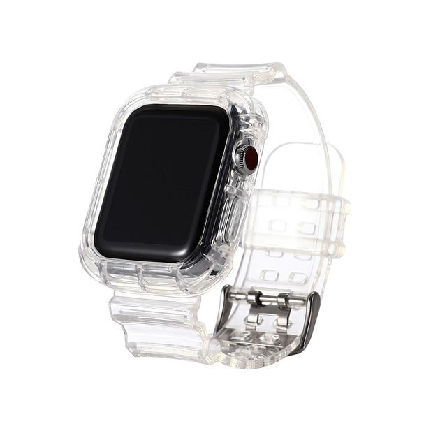 Watchbands Transparent White / 38MM New Transparent waterproof Strap for Apple Watch Band 38 40 42 44mm Silicone Transparent for Iwatch 6 SE Strap Series 2 3 4 5 6|Watchbands|