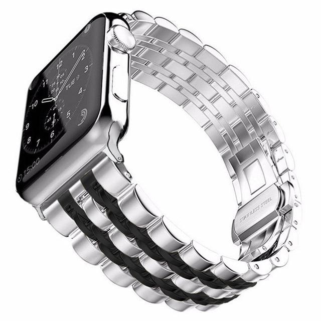Watchbands Silver-Black / 38mm or 40mm Copy of High Quality Metal steel Apple Watch band Strap, 38mm 40mm 42mm 44mm