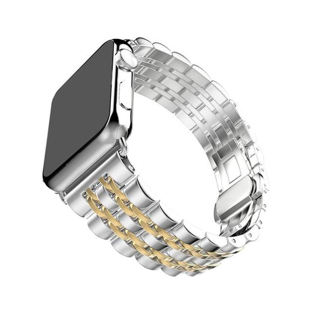 Watchbands Silver-Gold / 38mm or 40mm Copy of High Quality Metal steel Apple Watch band Strap, 38mm 40mm 42mm 44mm