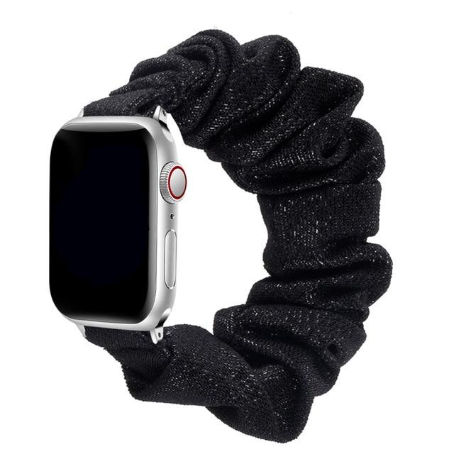 Home Black gold / 38mm or 40mm / S   (119mm-160mm) Scrunchie Strap For Apple watch band 40mm 44mm 42mm 38mm 42 mm Elastic Nylon bracelet Solo Loop iWatch series 6 5 4 3 se band| |