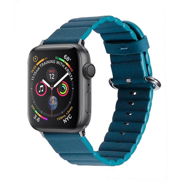 Watchbands blue / 38mm or 40mm Leather loop strap For Apple watch band 44mm 40mm 38mm 42mm Genuine Leather watchband belt bracelet iWatch serie 3 4 5 se 6 band|Watchbands
