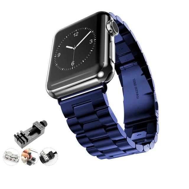 Watchbands Dark Blue w/ Tool / 38mm or 40mm Stainless Steel Strap for Apple Watch Series 6 5 4 Band 38mm 42mm Bracelet Sport Band for iWatch 40mm 44mm strap