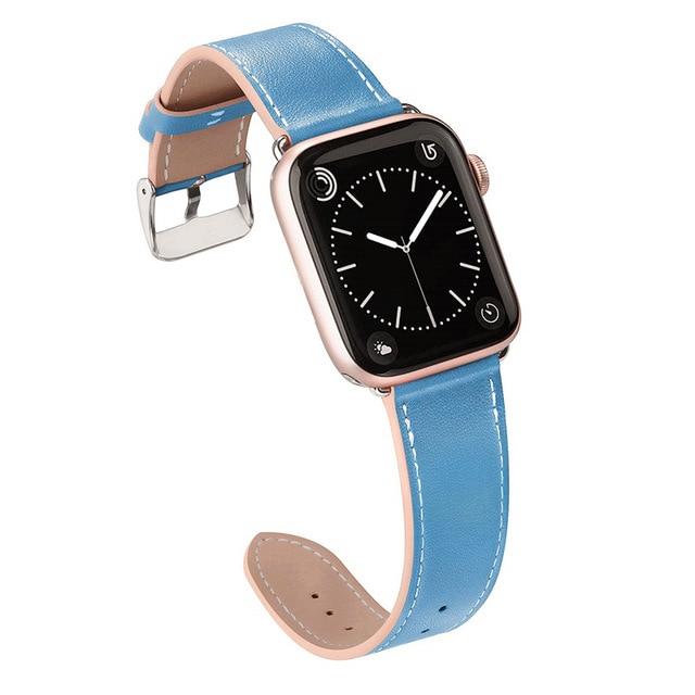 Watchbands blue / 38mm OR 40mm Genuine Leather strap for Apple Watch band 44 mm/40mm iWatch band 42mm 38mm High quality Textured bracelet Apple watch 5 4 3 2 1|strap band|single tourband for apple watch