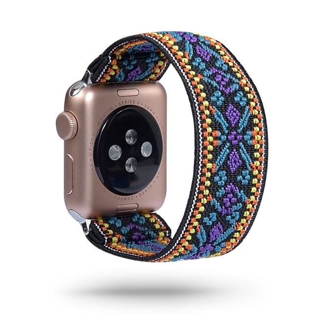 Watchbands boho / 38mm / 40mm S-M Bohemia Elastic Nylon Loop Strap for Apple Watch Band 38mm 40mm 42mm 44mm Iwatch 5/4/3 2 Man Women Watch Band for Apple Band|Watchbands
