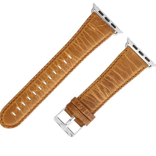 Watchbands light brown / 38mm CRESTED Leather Band For Apple Watch series 4 44mm 40mm strap correa iwatch 3 2 1 42mm/38mm Crazy Horse Wrist bracelet belt|Watchbands|