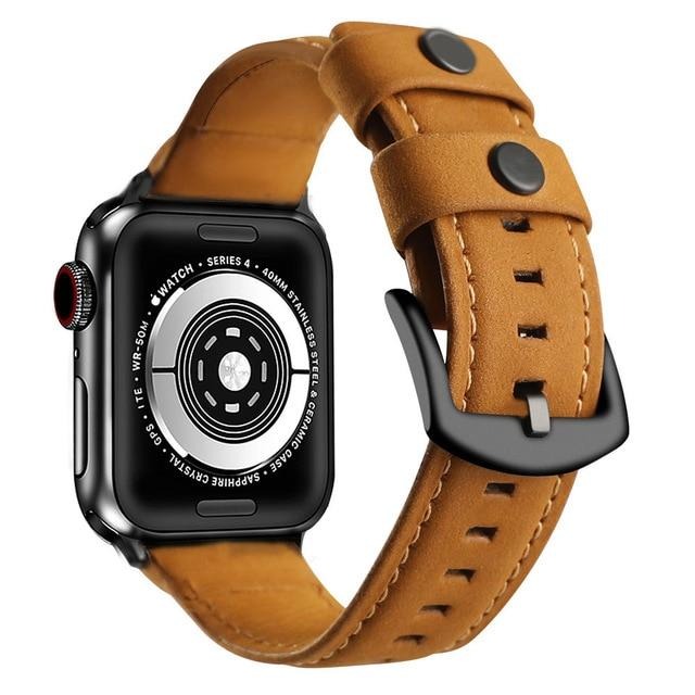 Watchbands Light brown / 38mm or 40mm Band for Apple Watch 5 4 42MM 38MM 44MM 40MM Strap for iWatch 5 4 3 2 1 Wristband Genuine Cow Leather loop Bracelet Belt|Watchbands|