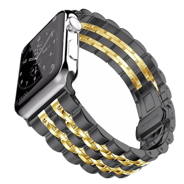 Watchbands Black-Gold / 38mm or 40mm Copy of High Quality Metal steel Apple Watch band Strap, 38mm 40mm 42mm 44mm