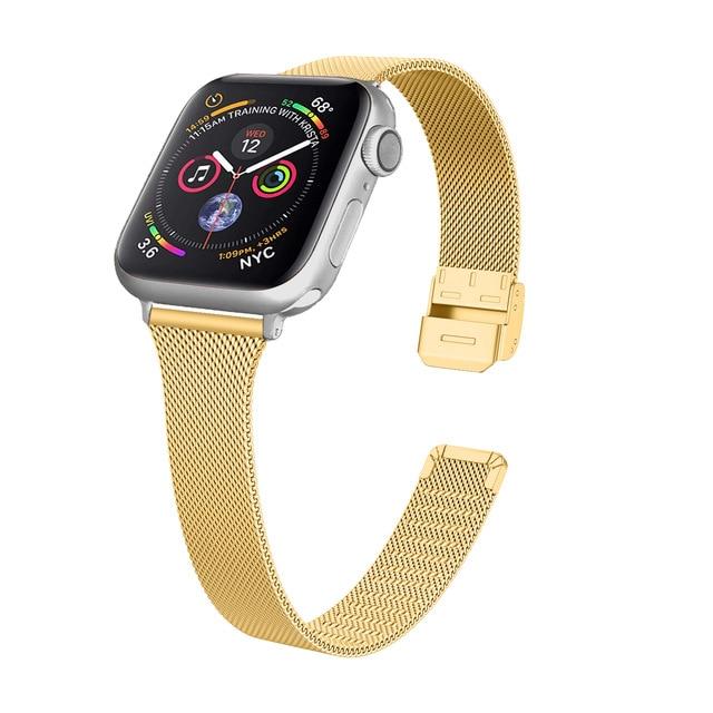 Watchbands gold / 38mm Women Slim Milanese Wristband, Apple Watch Band Series 6 5 4 Watchband