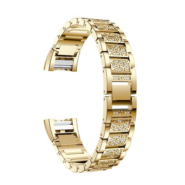 Watchbands gold Fitbit Charge 3/4 Bling Diamond Luxury Bracelet for Women Sparkling Steel Strap Wristwatch band Accessories Watchband Feminine Smartwatch