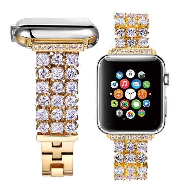 Watchbands gold / 38mm Women Diamond Strap for Apple Watch Band 4 5 44mm 40mm Luxury Bling Replacement Bracelet for iWatch Band 38mm 42mm Series 3 2 1|Watchbands