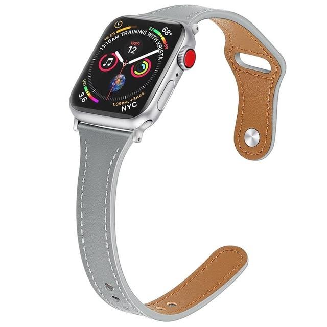 Watchbands gray / 38mm or 40mm S Leather loop strap For Apple watch 5 band 44mm 40mm iWatch band 38mm 42mm Slim watchband bracelet pulseira Apple watch 5 4 3 2 1|Watchbands|