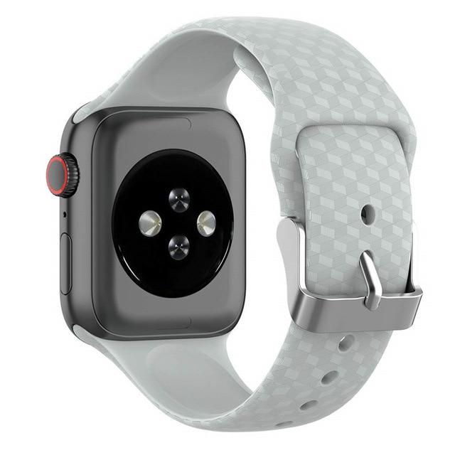 Watchbands Gray / 38mm or 40mm 3D Texture Strap for Apple watch band 44mm 40mm Sport Silicone belt watchband bracelet iWatch 38mm 42mm series 3 4 5 se 6 band|Watchbands|
