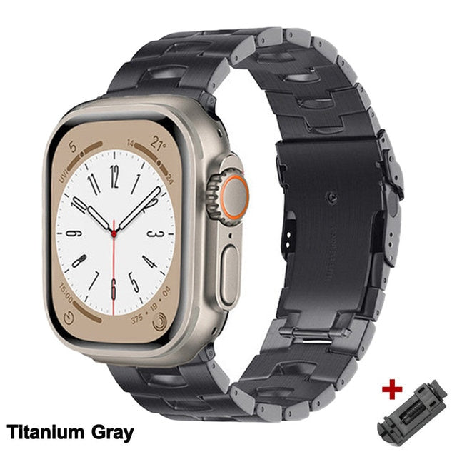 Titanium Alloy Strap For Apple Watch 8 7 Band 45mm 49mm 41mm Smartwatch Bracelet For Apple Iwatch Ultra Se 6 5 4 3 44 38 - Watchbands