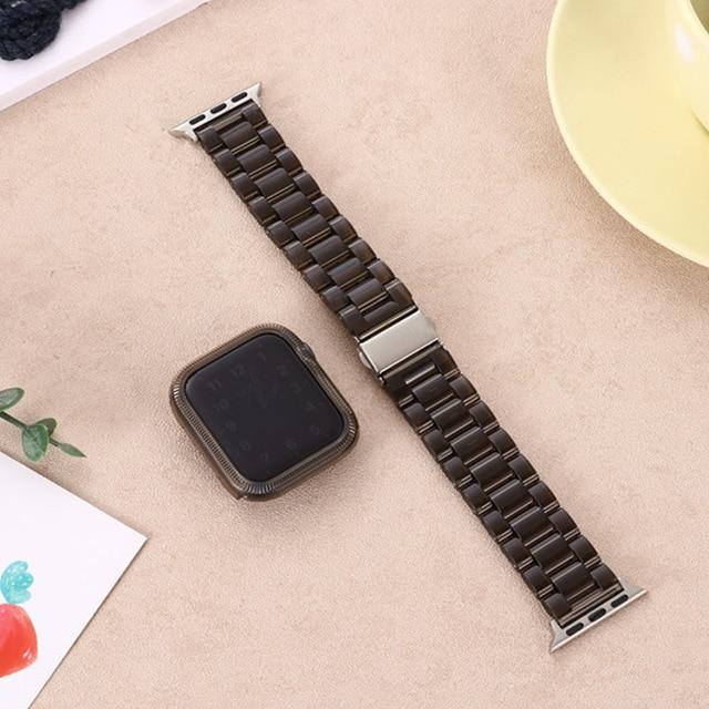 Watchbands Clear black-case / 38mm Silicone Case+Strap For Apple Watch Band 44mm 40mm 42mm 38mm Transparent Resin Bracelet Band For iWatch SE Series 6 5 4 3 2 1|Watchbands|